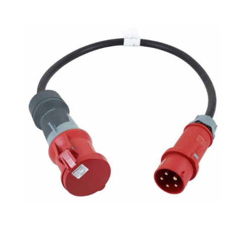 adaptateur fiche male 63A 5 P - fiche femelle 32A 5P -1 metre