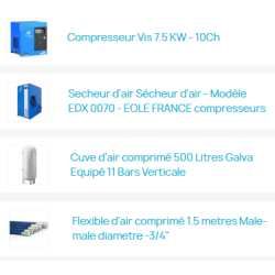 Pack centrale d'air comprimé à vis pour Garages carrosseries industries