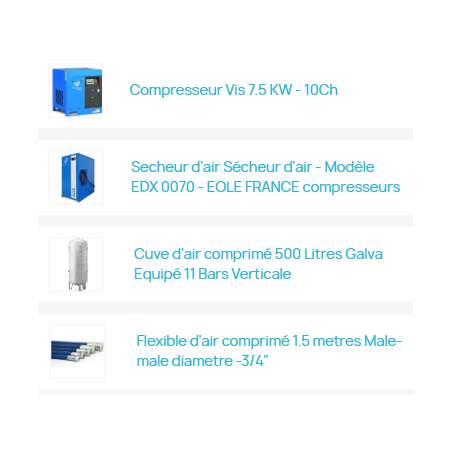 Pack centrale d'air comprimé à vis pour Garages carrosseries industries
